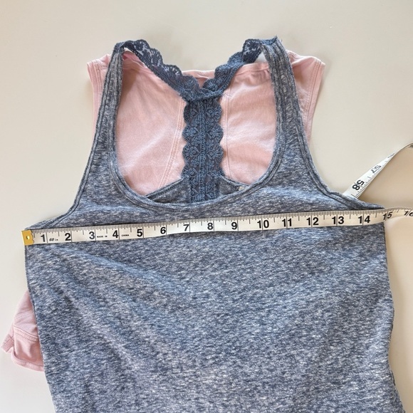 A&F Blue Lace Trim Racerback Burnout Tank Split Open Back Women’s Size XS - Picture 8 of 9